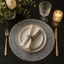 Placemats in Silver Round for Dining Table Wedding Parties Accent Centrepiece