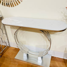 Console Table White Marble Top in Silver Entryway Table Silver Metal Modern Entrance Console Table