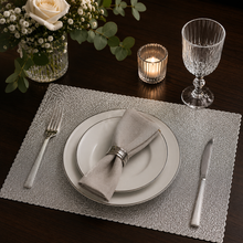 Placemats in Metallic Silver Rectangular for Dining Table Wedding Parties Accent Centrepiece