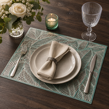 Placemats in Silver Leaf Rectangular for Dining Table Wedding Parties Accent Centrepiece