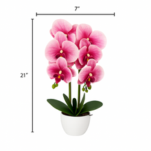 Plant Pot White and Purple Artificial Orchid Flower Pot Floral Real Look Plant Real Touch with White Ceramic Flower Planter