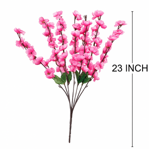Artificial PINK Cherry Blossom Bunch – 7 Long Silk Stems with Extension, 23" INCH Bendable Branches for Vase, Ginger Jars, Home Decor, Wedding Decor