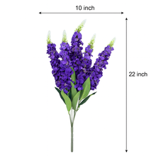 Artificial Lupine Flower Bunch – 22” Tall Purple Faux Floral Stems with Lush Leaves – Realistic Silk-Like Texture for Home Décor, Wedding, or Vase Display – 5-Head Decorative Bouquet with Extension