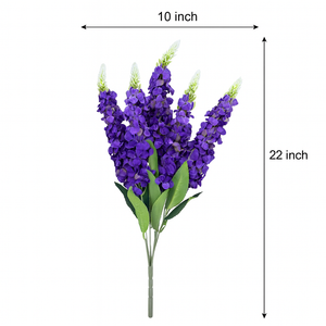 Artificial Lupine Flower Bunch – 22” Tall Purple Faux Floral Stems with Lush Leaves – Realistic Silk-Like Texture for Home Décor, Wedding, or Vase Display – 5-Head Decorative Bouquet with Extension