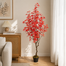 Artificial Maple Flower Tree 150 cm – Realistic Faux Indoor/ Outdoor Decorative Plant, Red Maple Tree, Faux Tree