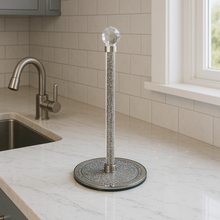 Handmade Sliver Paper Towel Roll Holder, Filled with Sparkly Crystal Crushed Diamonds for Kitchen/Bathroom Towel Tissue Roll Countertop