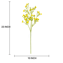 Artificial Baby’s Breath Stem – 23” YELLOW with White Gypsophila Flowers with Green Leaves – Realistic Faux Floral Branch for Vases, Bouquets, Wedding Centrepieces, and DIY Home Decor