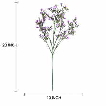Artificial Baby’s Breath Stem – 23” PURPLE with White Gypsophila Flowers with Green Leaves – Realistic Faux Floral Branch for Vases, Bouquets, Wedding Centrepieces, and DIY Home Decor