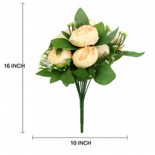 Artificial PEACH Peony Flower Bouquet with 12 Peonies and Fillers – Real Touch Silk Flowers for Home Decor, Wedding Centrepiece, Office, or Gift – 16 Inch Tall