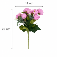 Artificial PURPLE Peony Flower Bunch – 6 Peony Heads with Extension and Flower Leaves, 20" INCH Faux Peonies for Vase, Ginger Jars, Home Decor, Wedding Decor