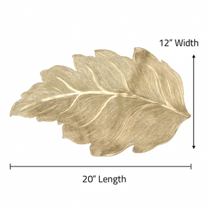 Placemats in Gold Leaf Design Dining Table Mats with Special Layer Underneath Preventing Spills and Messes, Leaf Design Placemats for Dining Table Wedding Parties Accent Centrepiece
