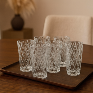 6-piece Set Glasses Drinking Cups Everyday Use Clear Heavy Glass Juice Cups Crystal Colour Glass Set of SIX (Copy)