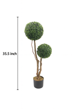 3 Feet Artificial Double Ball Topiary Tree – 35.5" INCH Indoor/Outdoor Green Topiary Plant with Real Touch and Look in Black Pot – Home, Office, Patio and Garden Décor