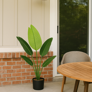 3.7 Feet Artificial Banana Tree – 45.5" INCH Indoor/Outdoor Green Banana Plant with Real Touch and Look in Black Pot – Home, Office, Patio and Garden Décor