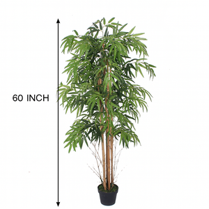 5 Feet Artificial Bamboo Tree – 60" INCH Indoor/Outdoor Green Bamboo Plant with Real Touch and Look in Black Pot – Home, Office, Patio and Garden Décor
