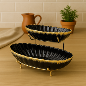 Food Bowl Set, Fruit Bowl Two Tiered Tray Multi-Layer Fruit or Stew Plates Exquisite Creative European Style Bowls Set