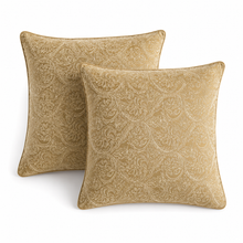 Set of 2 Decorative Cushions with Fillers – Gold Silk Throw Pillow Covers with Zipper for Sofa, Bed & Living Room Decor