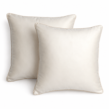 Set of 2 Decorative Cushions with Fillers – Beige/ Off-white Silk Throw Pillow Covers with Zipper for Sofa, Bed & Living Room Decor