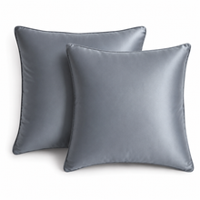 Set of 2 Decorative Cushions with Fillers – Dark Grey with Shades of Black and Beige Silk Throw Pillow Covers with Zipper for Sofa, Bed & Living Room Decor