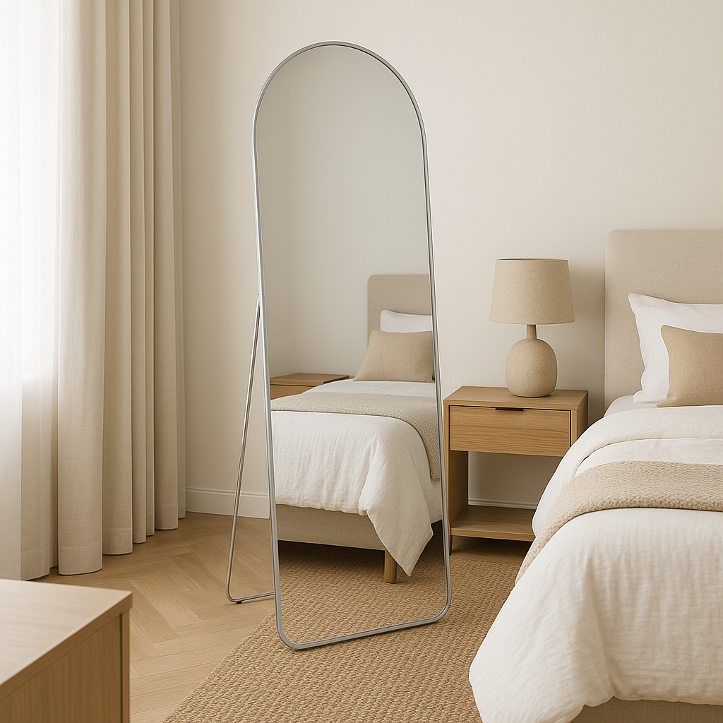 Standing Mirror Full Length Silver Arched Mirror 60