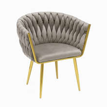 Velvet GREY Accent Chair with Tufted Shell Design and Gold Metal Frame – Modern Curved Back Lounge Chair for Living Room, Bedroom, or Office – Elegant Grey Upholstery