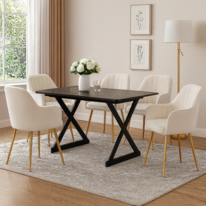 Velvet OFF-WHITE Accent Chair with Arm Support and Gold Metal Frame – Modern Chair for Living Room, Bedroom, Dining or Office