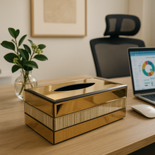 Crystal Tissue Box Glass Luxury Golden Tissue Holder Living Room/ Office/ Bedroom Decorative Storage Box in Gold