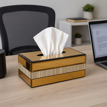 Crystal Tissue Box Glass Luxury Golden Tissue Holder Living Room/ Office/ Bedroom Decorative Storage Box in Gold