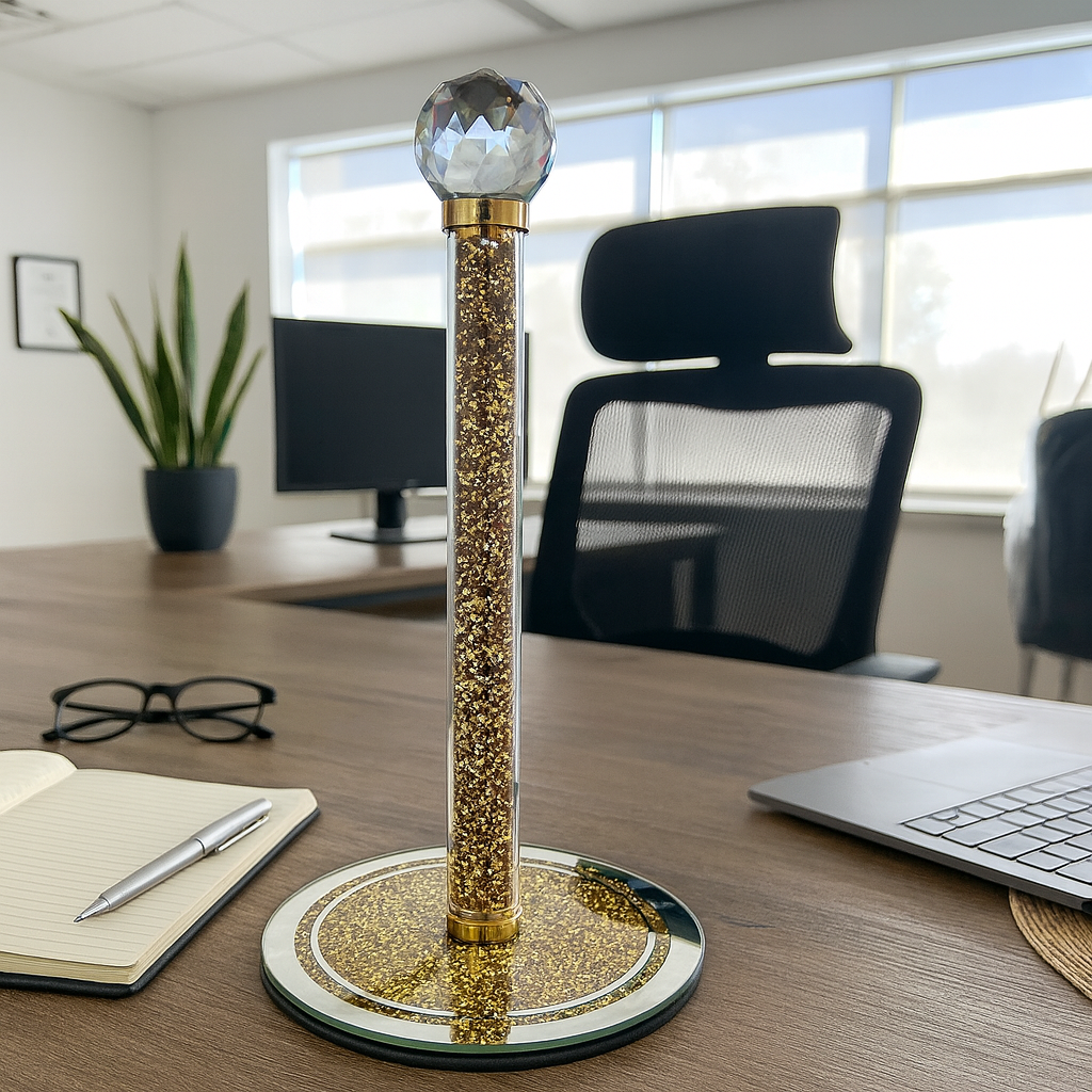 Handmade Gold Paper Towel Roll Holder, Filled with Sparkly Crystal Crushed Diamonds for Kitchen/Bathroom Towel Tissue Roll Countertop