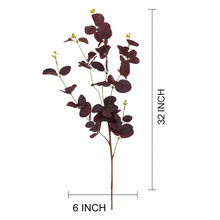 32" INCH Long EUCALYPTUS PURPLE Artificial Stem – Purple Leaf Stems with Extension, Bendable Branches for Floor Vase, Ginger Jars, Home Decor, Wedding Decor