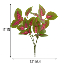 Artificial Caladium Plant Bunch – 16” INCH Realistic Pink & Green Decorative Leaf Bunch – Faux Leaves for Vases, Bouquets, Wedding Centrepieces, and DIY Home Decor
