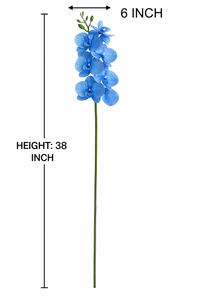 38" INCH Large Artificial Phalaenopsis Orchid Flowers – Realistic BLUE Orchids Decorative Long Flower Stem – Faux Floral Stem for Vases, Bouquets, Wedding Centrepieces, and DIY Home Decor