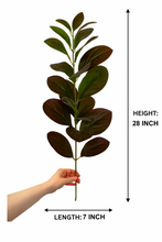 Artificial Leaf Green with Dark Purple Bunch – 28” INCH Realistic Green Decorative Leaf Bunch – Faux Leaves for Vases, Bouquets, Wedding Centrepieces, and DIY Home Decor