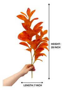 Artificial Orange Leaf Bunch – 28” INCH Realistic Orange Decorative Leaf Bunch – Faux Leaves for Vases, Bouquets, Wedding Centrepieces, and DIY Home Decor