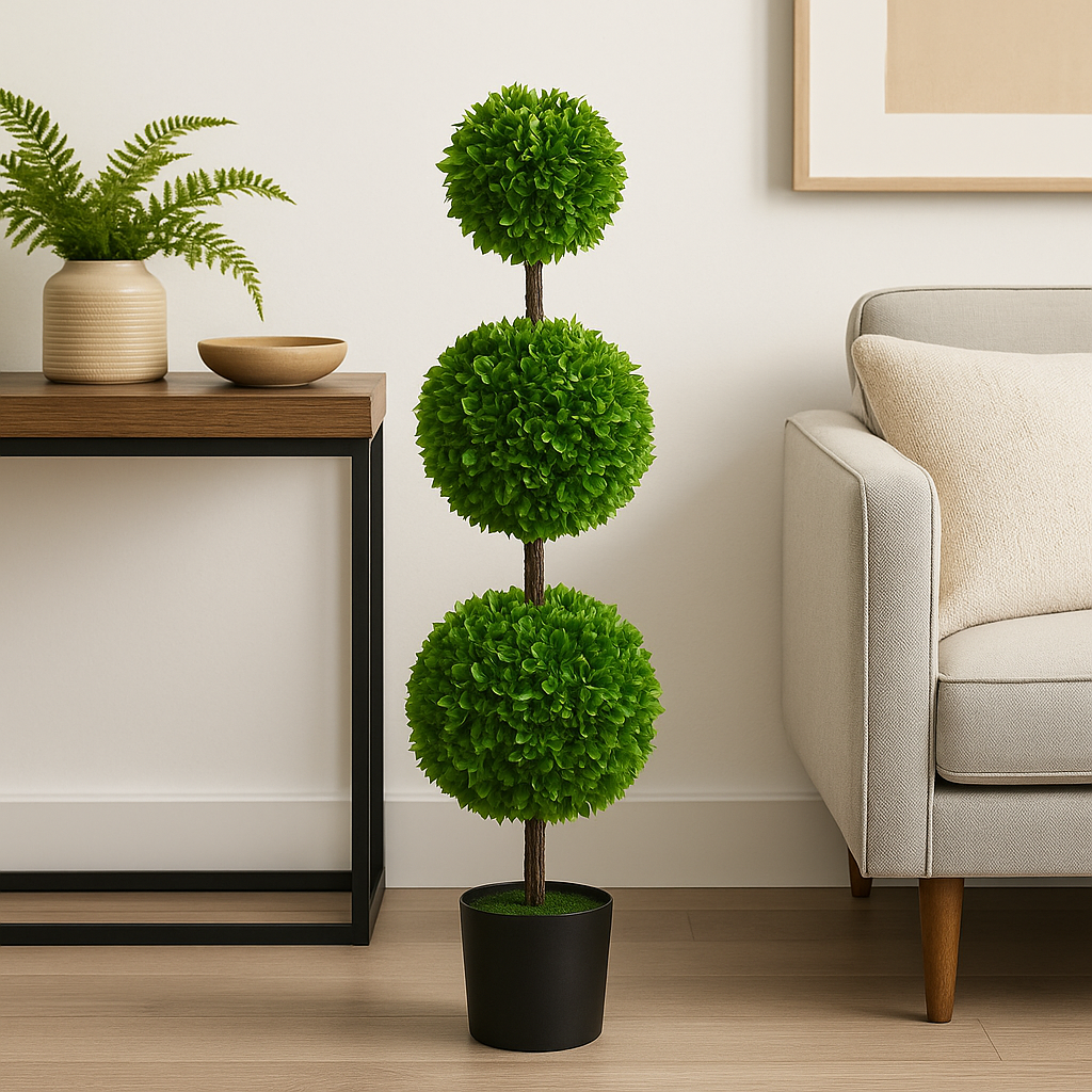 4 Feet Artificial Triple Ball Topiary Tree – 47.5