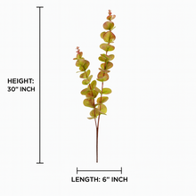 30" INCH Long EUCALYPTUS FALL COLOUR Artificial Stem – Orange and Red Shades Leaf Stems with Extension, Bendable Branches for Floor Vase, Ginger Jars, Home Decor, Wedding Decor