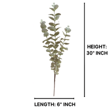 30" INCH Long EUCALYPTUS GREEN WITH PURPLE COLOUR Artificial Stem – Leaf Stems with Extension, Bendable Branches for Floor Vase, Ginger Jars, Home Decor, Wedding Decor