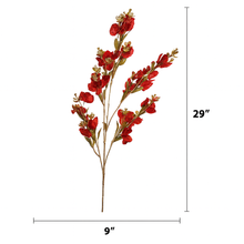 29" INCH Long Artificial Flower Stems – Flower Bunch in Metallic Gold and RED with Extension, Bendable Branches for Vase, Ginger Jars, Home Decor, Wedding Decor