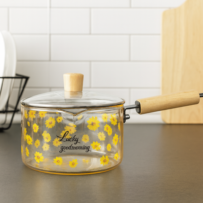 Glass Pot, Heat-Resistant Glass Pan, Saucepan, Glass Pot with Lid For Pasta, Noodle, Soup, Milk, Baby Food, Kitchenware, Cookware
