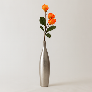 36" Artificial Magnolia Flower Stem – Realistic ORANGE Faux Magnolia Bud with Lush Green Leaves – Tall PU Stem for Floor Vase, Home Decor & Event Arrangements