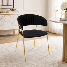 Accent Chairs, Velvet Dining Chairs with Gold Legs – Modern Upholstered Chair | Black, Off-White OR Grey Colour