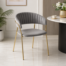 Accent Chairs, Velvet Dining Chairs with Gold Legs – Modern Upholstered Chair | Black, Off-White OR Grey Colour