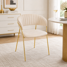 Accent Chairs, Velvet Dining Chairs with Gold Legs – Modern Upholstered Chair | Black, Off-White OR Grey Colour