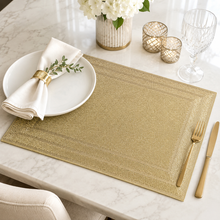 Placemats in Metallic Gold Rectangular for Dining Table Wedding Parties Accent Centrepiece