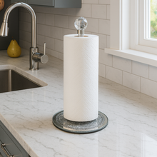 Handmade Sliver Paper Towel Roll Holder, Filled with Sparkly Crystal Crushed Diamonds for Kitchen/Bathroom Towel Tissue Roll Countertop