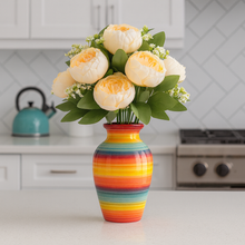 Artificial PEACH Peony Flower Bouquet with 12 Peonies and Fillers – Real Touch Silk Flowers for Home Decor, Wedding Centrepiece, Office, or Gift – 16 Inch Tall