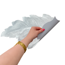 Placemats in Silver Leaf Shape Dining Table Mats with Special Layer Underneath Preventing Spills and Messes, Leaf Design Placemats for Dining Table Wedding Parties Accent Centrepiece