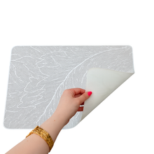Placemats in Silver Rectangular Dining Table Mats with Special Layer Underneath Preventing Spills and Messes, Leaf Design Placemats for Dining Table Wedding Parties Accent Centrepiece