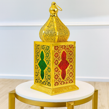 Lantern Gold Centrepiece for Ramadan Decor, LED Lantern for Wedding Decor Event Organizing Holiday Home Decoration