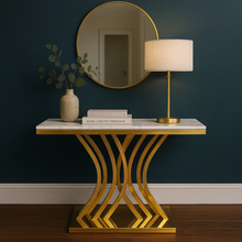 Modern Gold Console Table with Marble Top | Pure Stainless-Steel Luxury Design